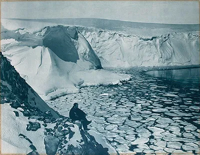 F Bickerton looking out over seas near Commonwealth Bay