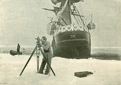 Borchgrevink with theodolite