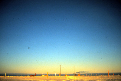 Siple from a distance, twin otter parked