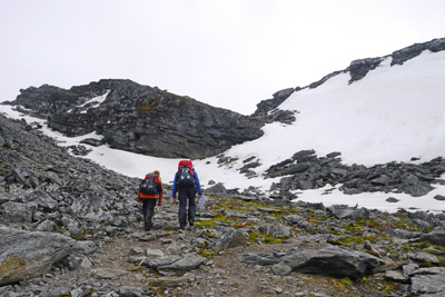 Heading up the stone chute