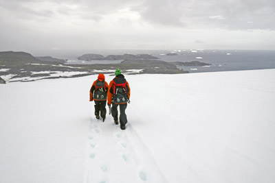 Heading to Gourlay down the snow slope