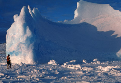 Ice Berg Trapped in Winter Sea Ice