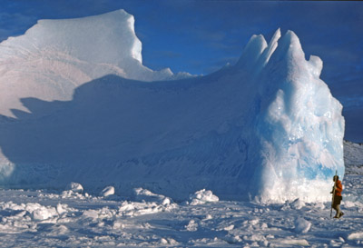 Ice Berg Trapped in Winter Sea Ice