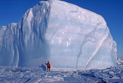 Ice Berg Trapped in Winter Sea Ice