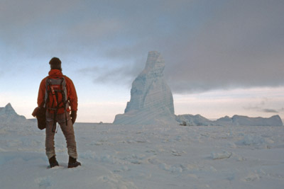 Ice Berg Trapped in Winter Sea Ice