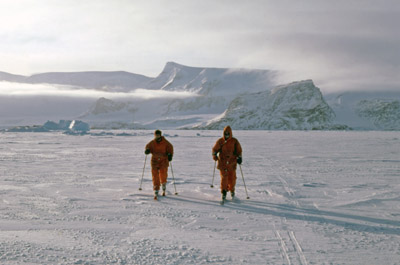 Winter Cross Country Skiing on Sea Ice