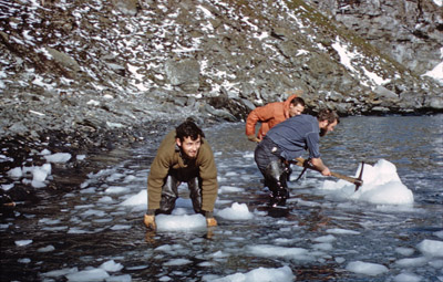 Collecting ice for water tank