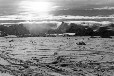 Looking over frozen Borge Bay to Coronation Island