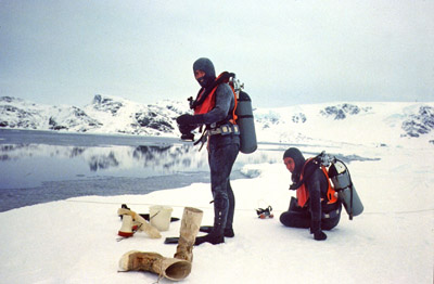 About to dive at edge of fast ice